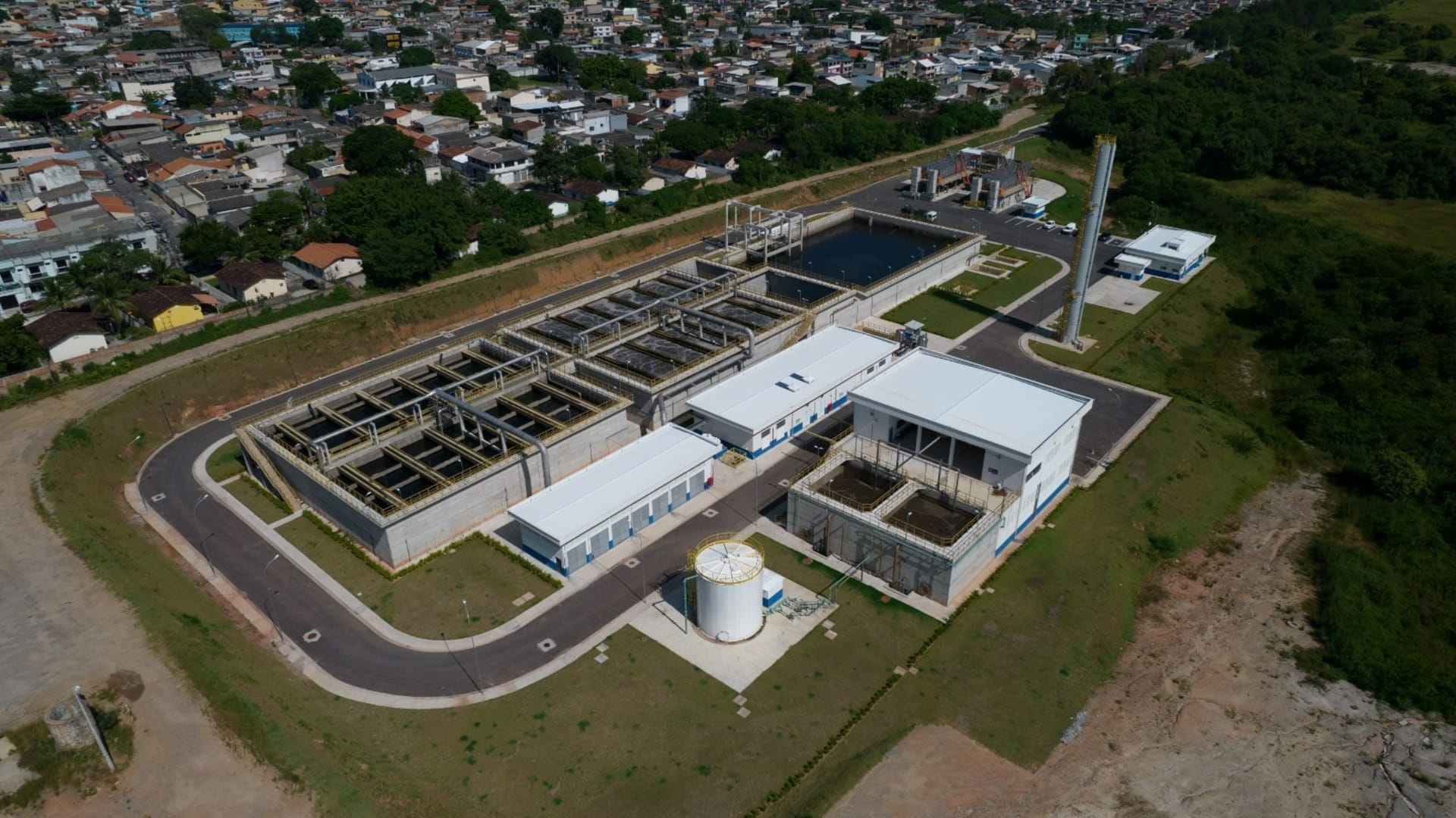 A wastewater plant in Bangu in Brazil aerial